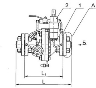 Регулятор давления газа прямоточный РДУ-Т, общий вид и габаритные размеры